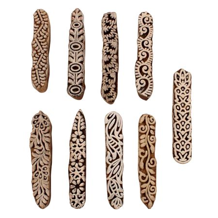 Set of 9 Piece New Mix Wooden Printing Blocks